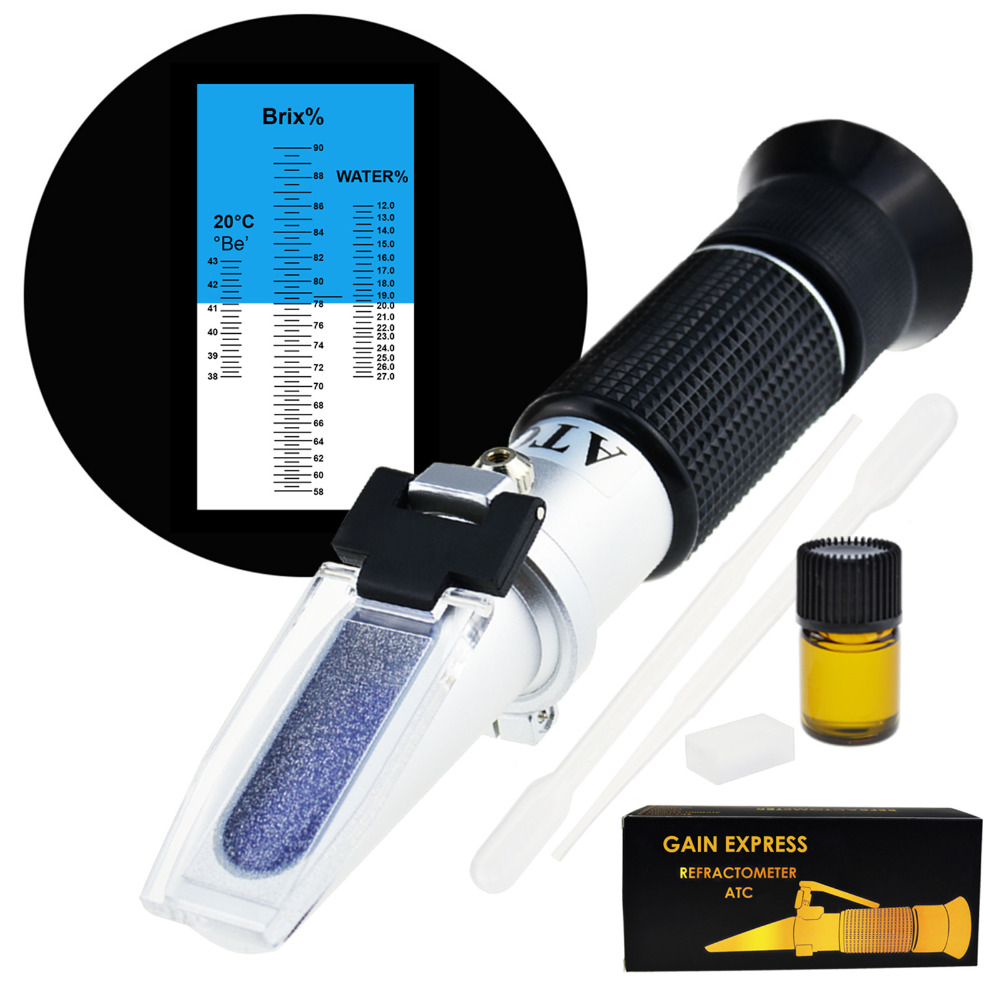 Marine Aquarium Refractometer - 3-in-1 Honey Refractometer Brix/Moisture/Baume Tester Meter