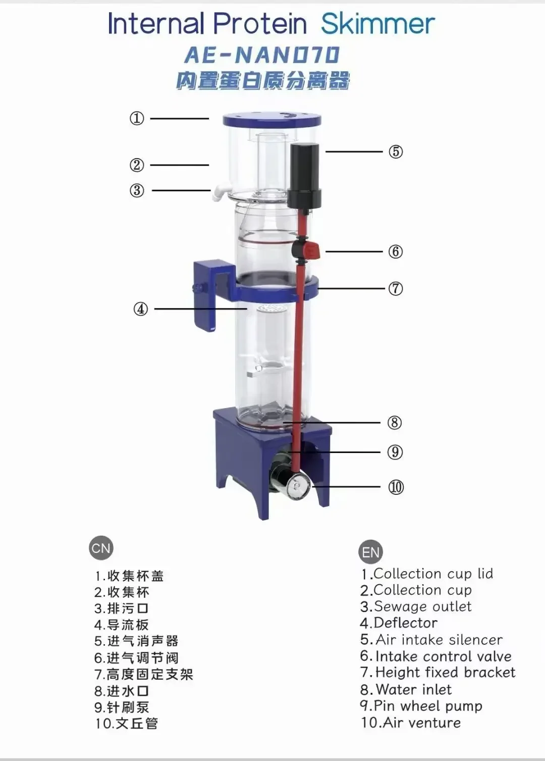 110-240V Aqua Excel Nano 40D 5 - Protein Skimmer Hang On review and price
