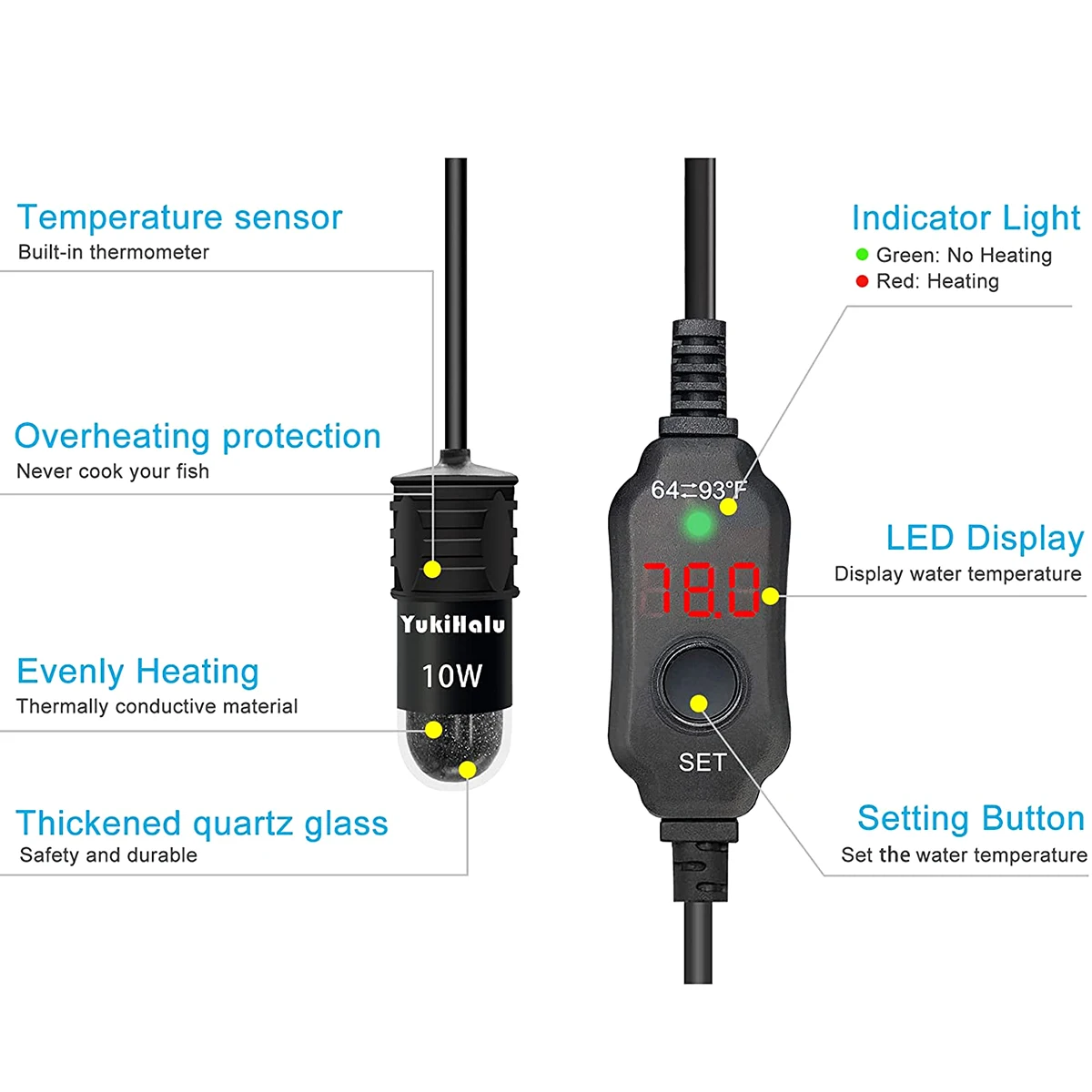 10W Adjustable Aquarium Heater - Marine Aquarium Nano review and price